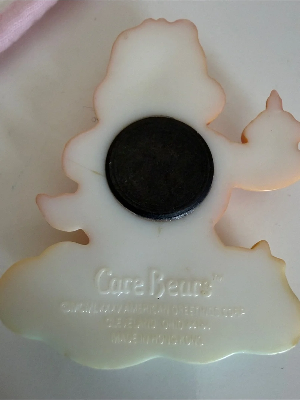 Care Bears Pink and White Cheer Bear  Bib with Birthday Bear Magnet